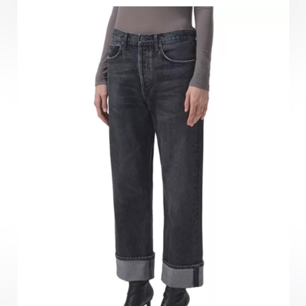 AGOLDE Fran Low Slung Easy Straight Cuffed Jeans in Ditch Size 26 - Picture 3 of 13